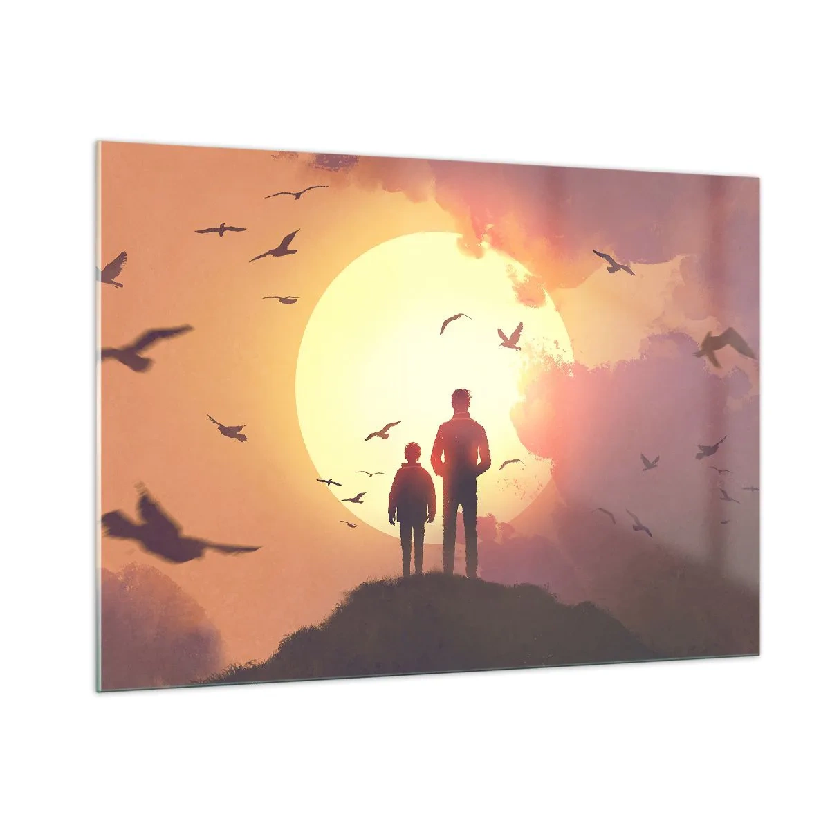 Schilderen op glas - Oog in oog met de zon - 100x70 cm