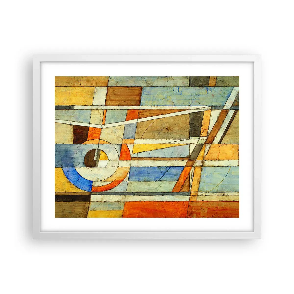 Poster in een witte lijst - Kubisme op de bouwplaats - 50x40 cm