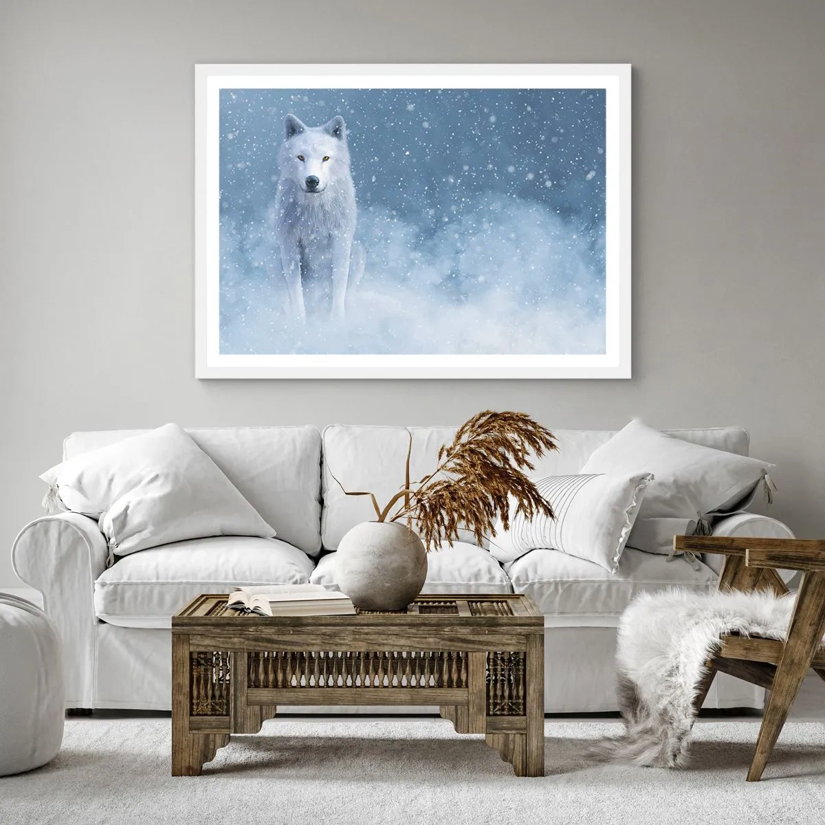 Poster in een witte lijst - In winterse sferen - 50x50 cm