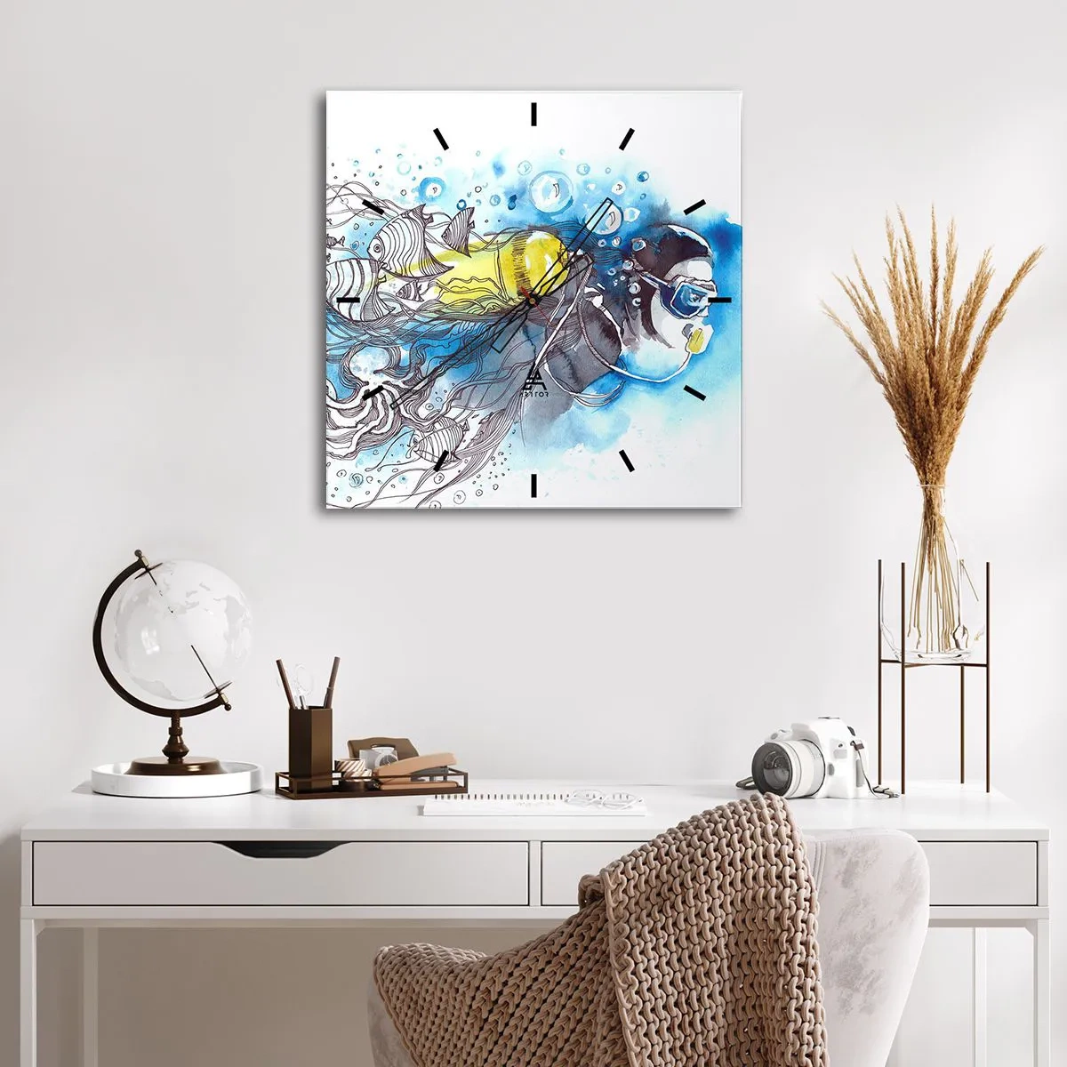 Wandklok - Klok - Geweldig blauw - 30x30 cm