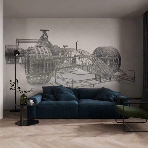 Fotobehang Premium Canvas - Perfect ontwerp - het idee van momentum - 3D, Race auto, Grafisch - 200x140 cm