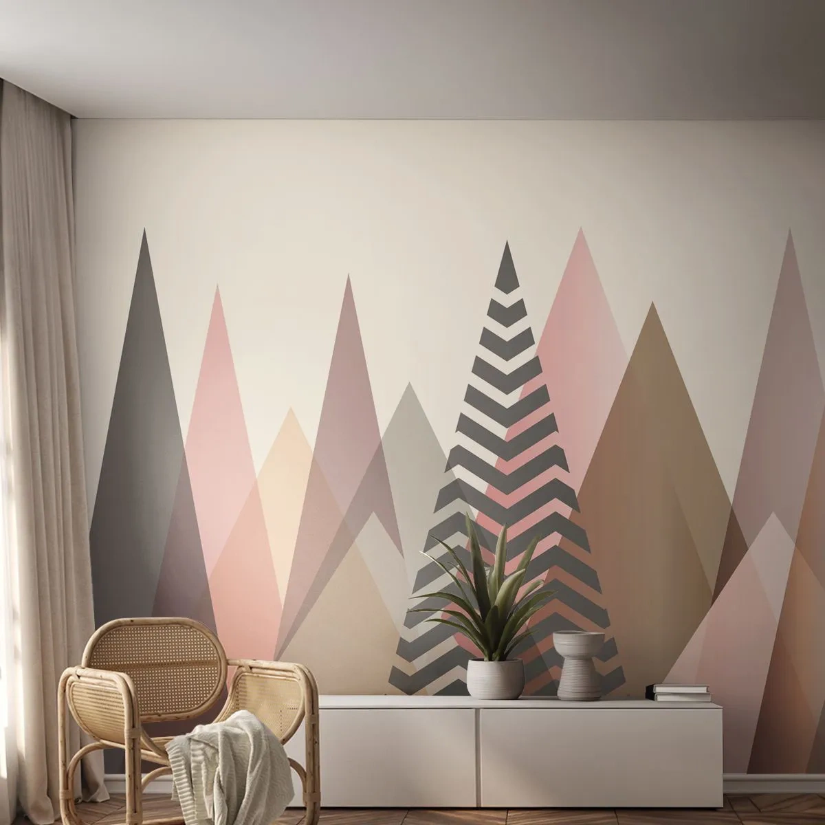 Zelfklevend Fotobehang Deluxe Sticker - Piramidaal uitzicht - Abstractie, Deel, Driehoeken - 250x175 cm