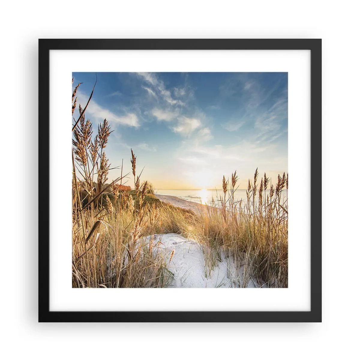 Poster in een zwarte lijst - Noord strand - 40x40 cm