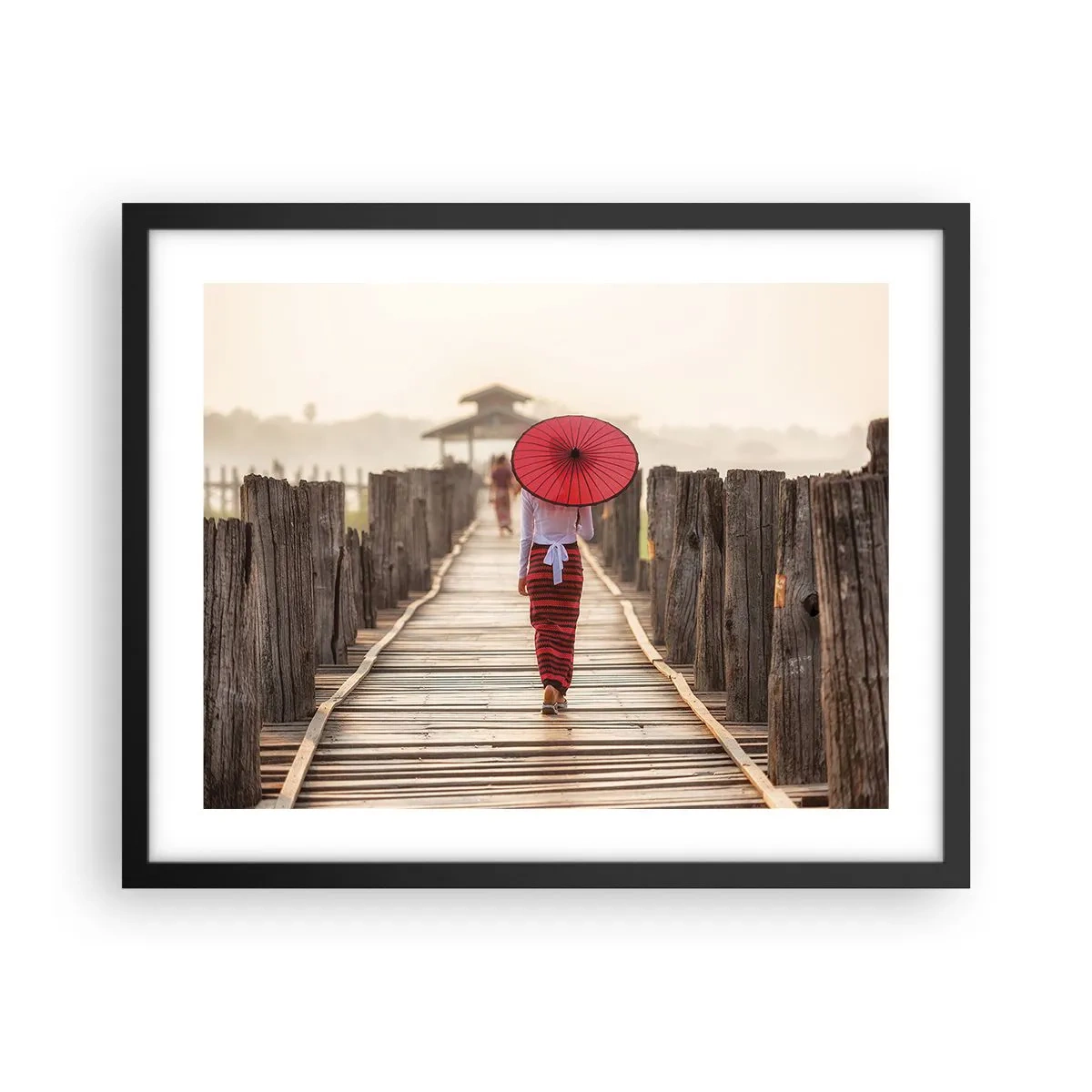 Poster in een zwarte lijst - Op de oude brug - 50x40 cm