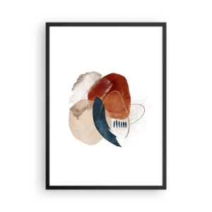 Poster in een zwarte lijst - Abstracte ovale compositie in warme kleuren - 50x70cm - Ovale compositie - Moderne wanddecoratie voor woonkamer en slaapkamer ARTTOR