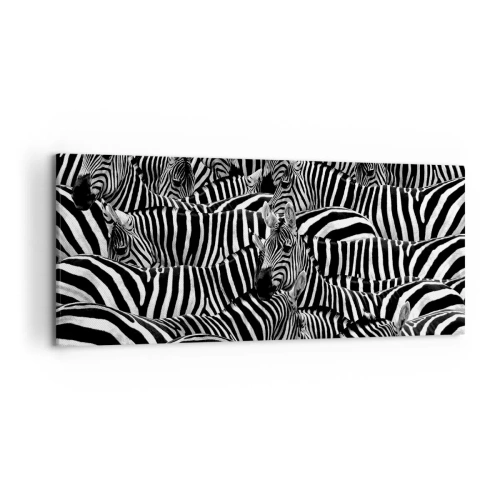 Schilderen op canvas - Groepsportret met strepen - 120x50 cm