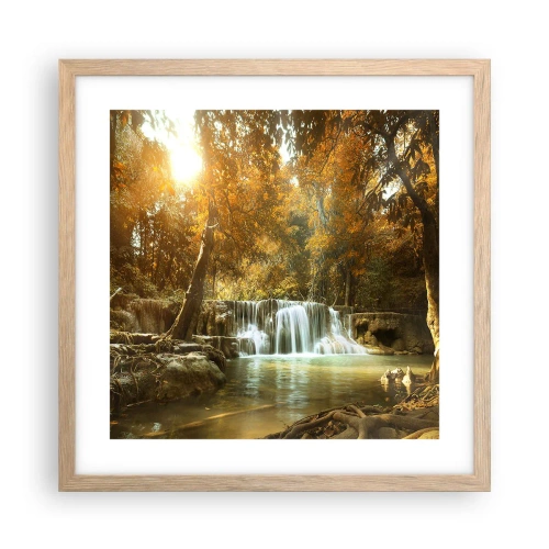 Een poster in een licht eiken lijst - Park cascade - 40x40 cm