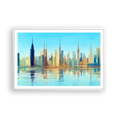Poster in een witte lijst - Een zonnige metropool - 91x61 cm