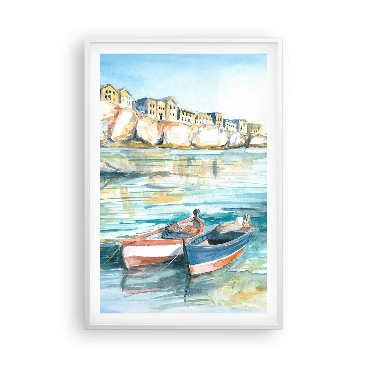 Poster in een witte lijst - Azuurblauw landschap - 61x91 cm