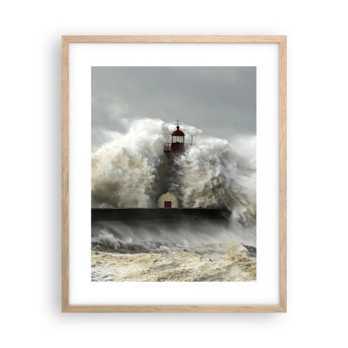 Een poster in een licht eiken lijst - De woede van de oceaan - 40x50 cm