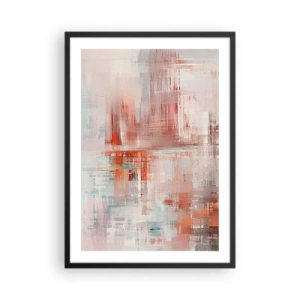Poster in een zwarte lijst - Abstracte compositie in tinten rood en blauw - 50x70cm - Vaag. Maar roze - Moderne wanddecoratie voor woonkamer en slaapkamer ARTTOR