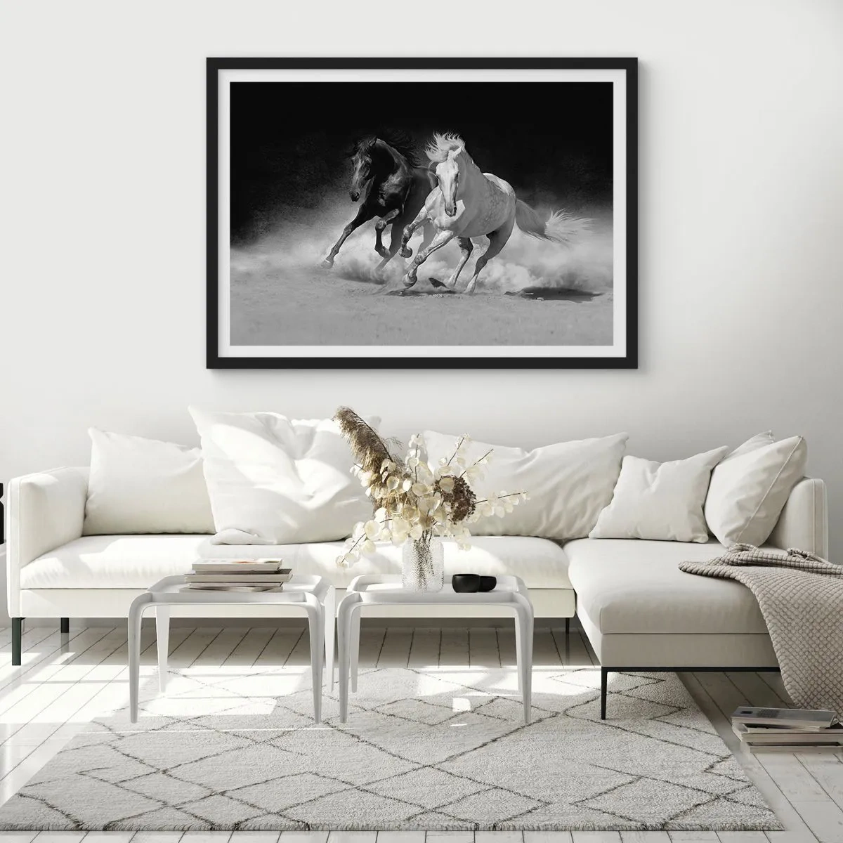 Poster in een zwarte lijst - Vrijheidsgalop - 70x50 cm
