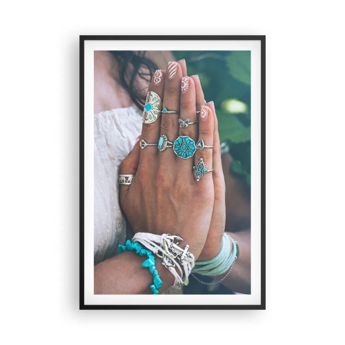 Poster in een zwarte lijst - Welkom in het centrum van het zijn - 61x91 cm