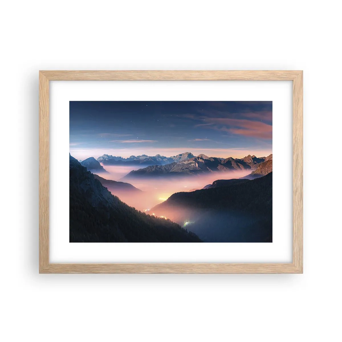 Een poster in een licht eiken lijst - Licht in de dalen - 40x30 cm