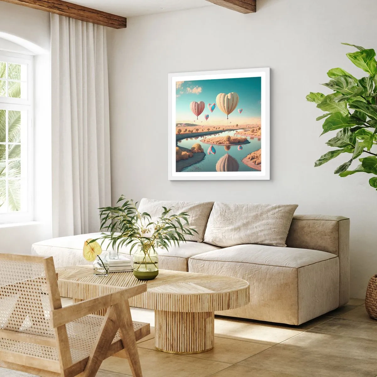 Poster in een witte lijst - Liefde laat je vliegen - 50x50 cm