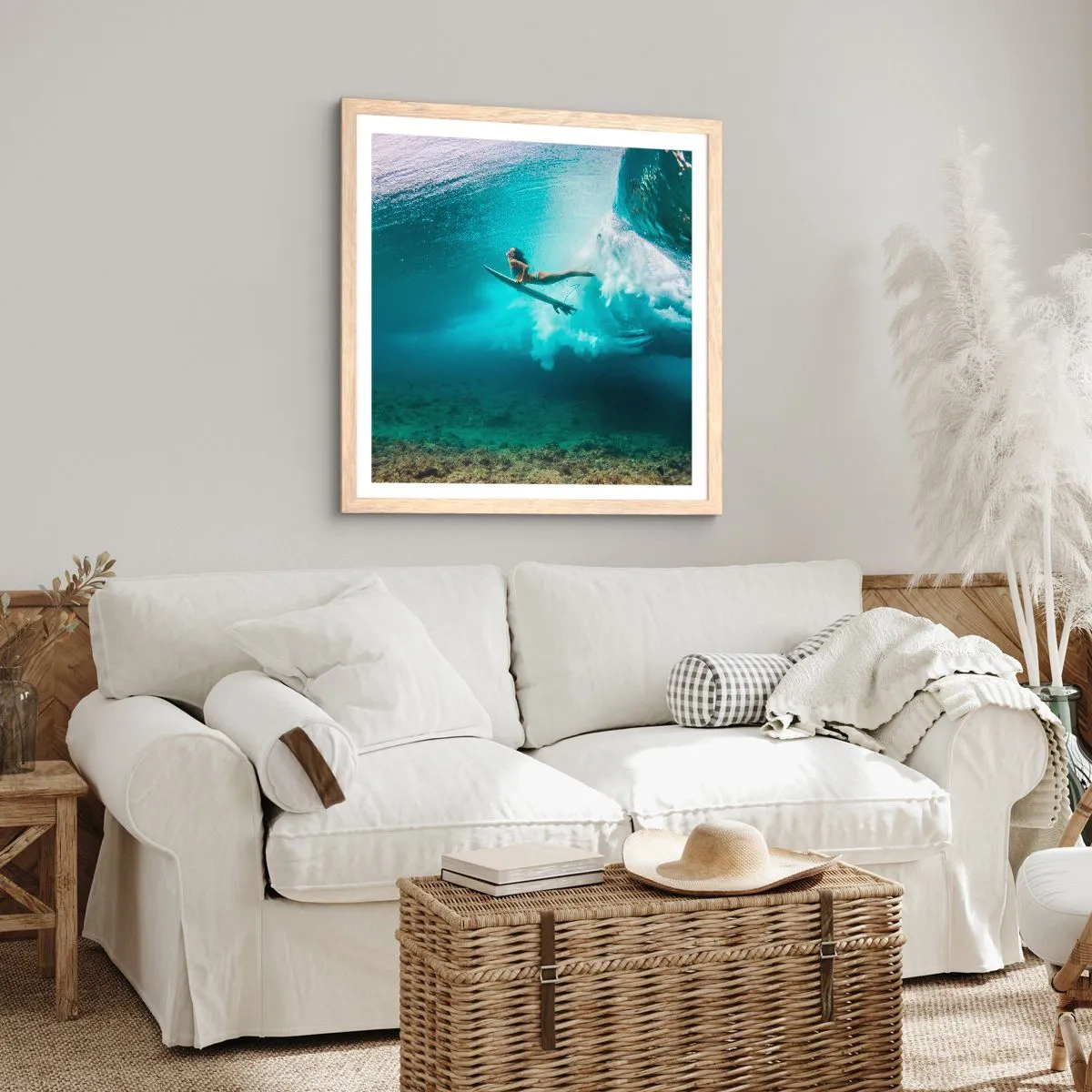 Een poster in een licht eiken lijst - Onderwaterwereld - 40x40 cm
