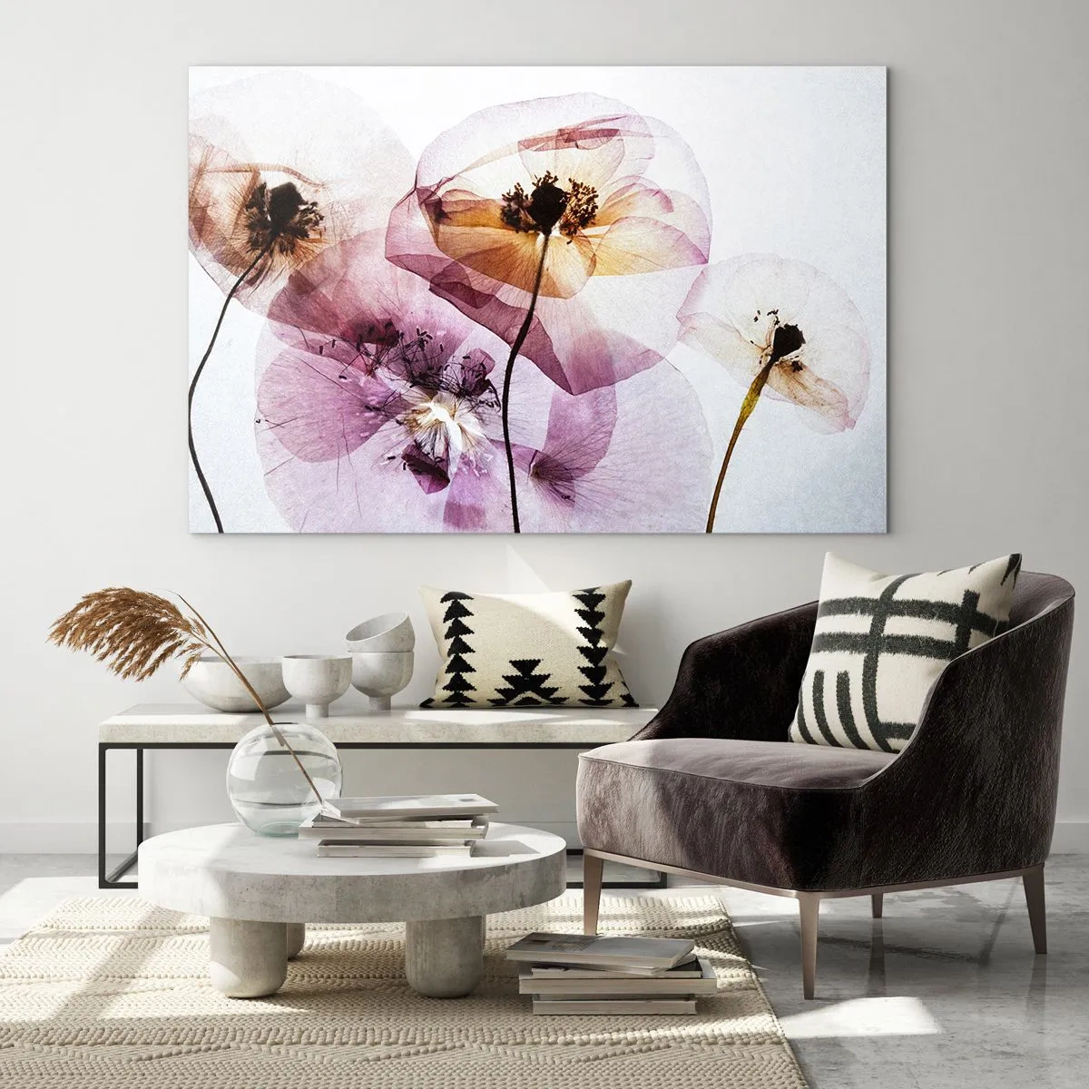 Schilderen op glas - Transparante lichaamsbloemen - 120x80 cm