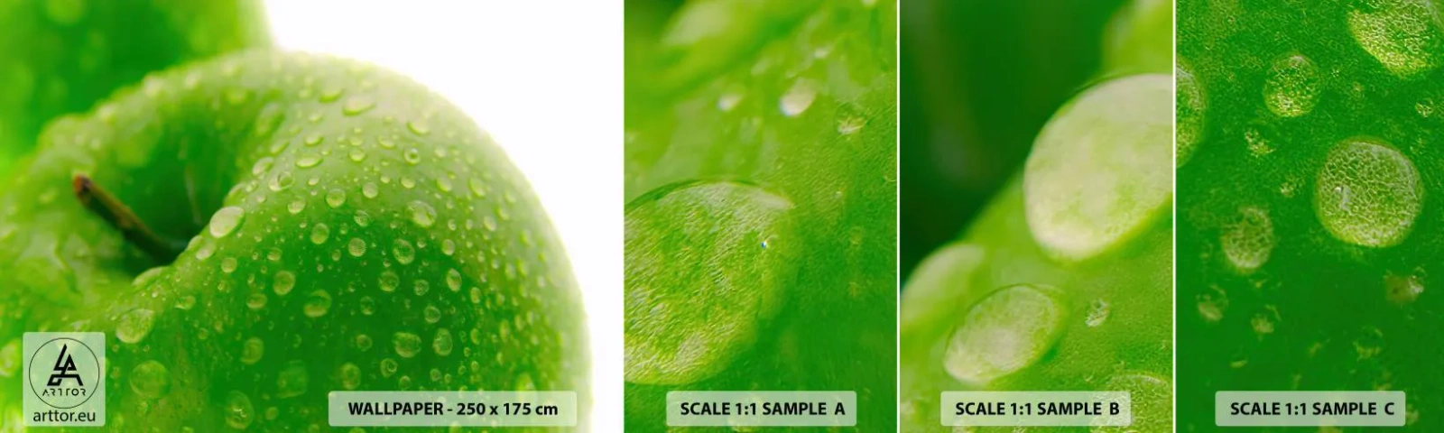 Fotobehang Staaltje Standard Eco - Groene koele frisheid - Fruit, Appel, Gastronomie - 100x30 cm