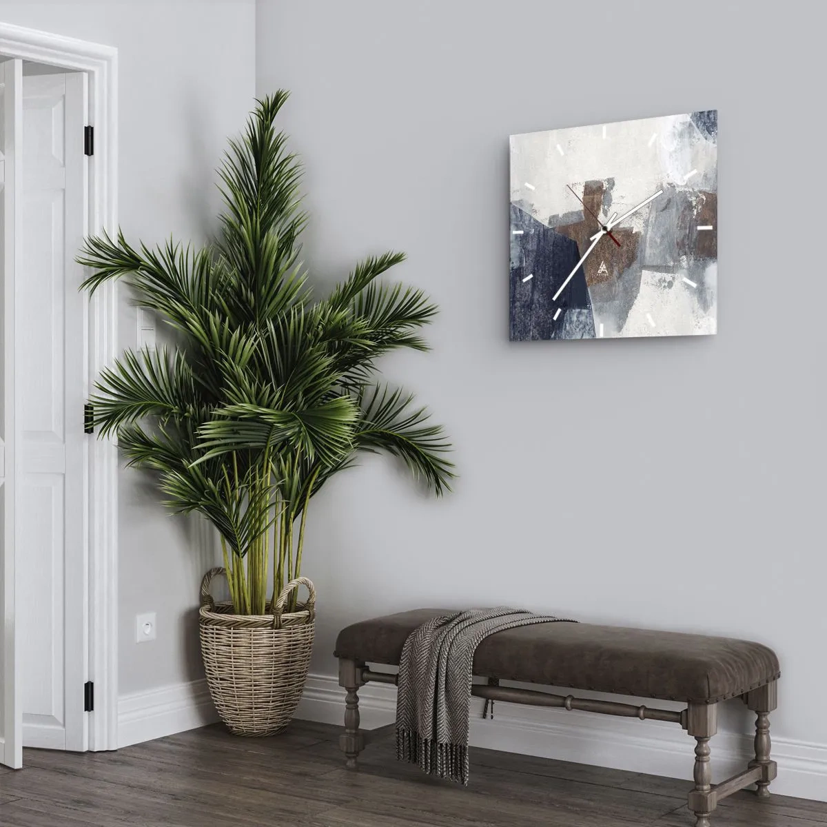 Wandklok - Klok - Blauwe en bruine vormen - 30x30 cm