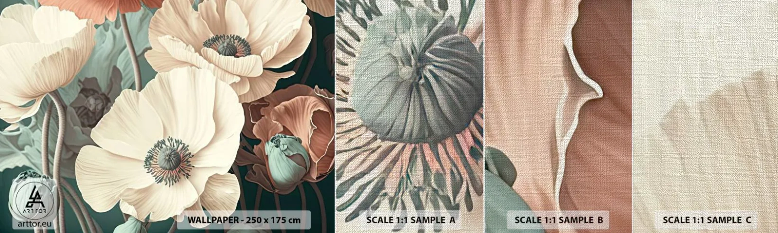 Fotobehang Monster Premium Canvas - Het gefluister van klaprozen - Bloemen, Planten, Pastel - 100x30 cm