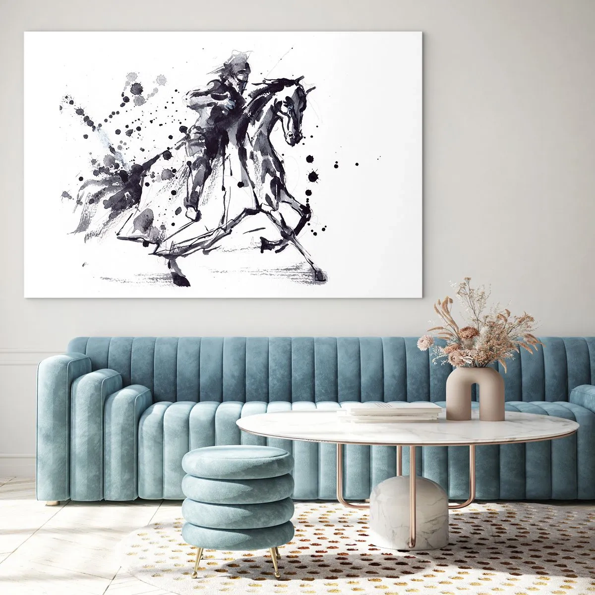 Schilderen op glas - Zwarte ridder - 120x80 cm