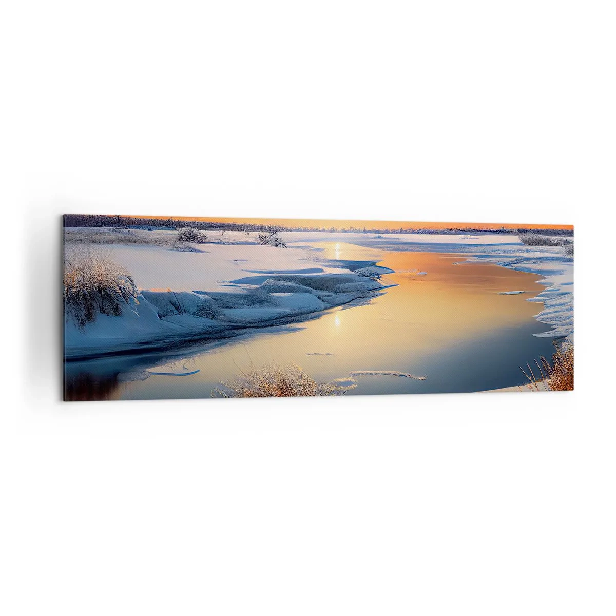 Schilderen op canvas - Winterse zonsondergang - 160x50 cm