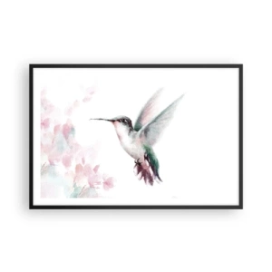 Poster in een zwarte lijst - Vastgehouden tijdens fladderen - 91x61 cm