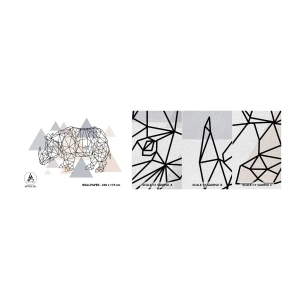 Fotobehang Monster Premium Canvas - Structuur van kracht - Abstractie, Grafisch, Neushoorn - 100x30 cm