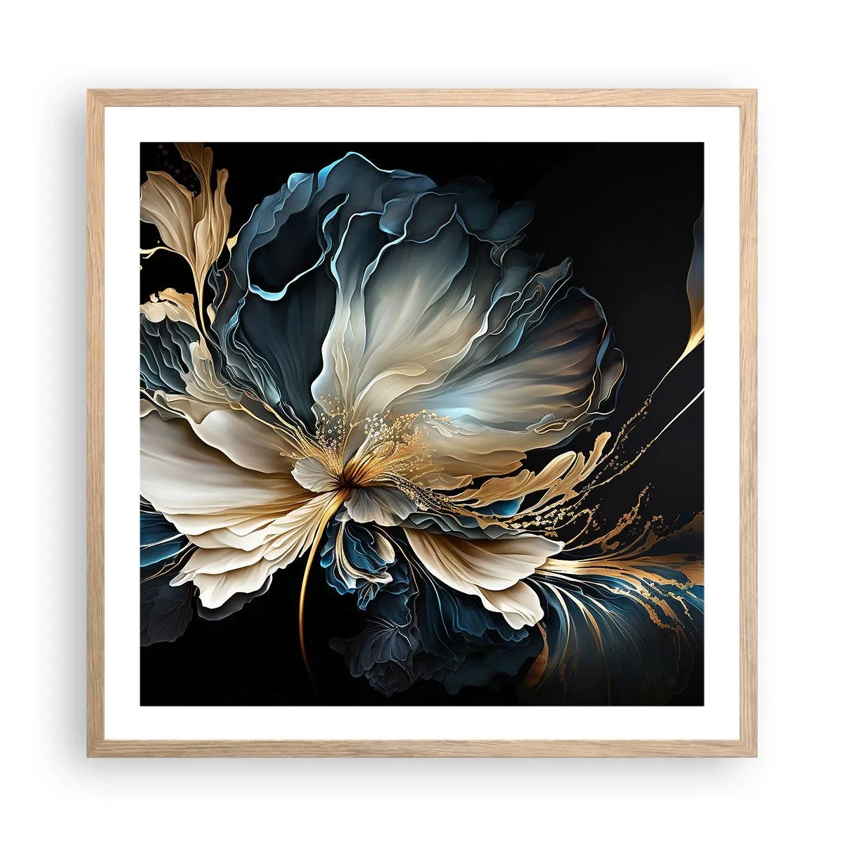 Een poster in een licht eiken lijst - Sprookjesachtige varenbloem - 60x60 cm