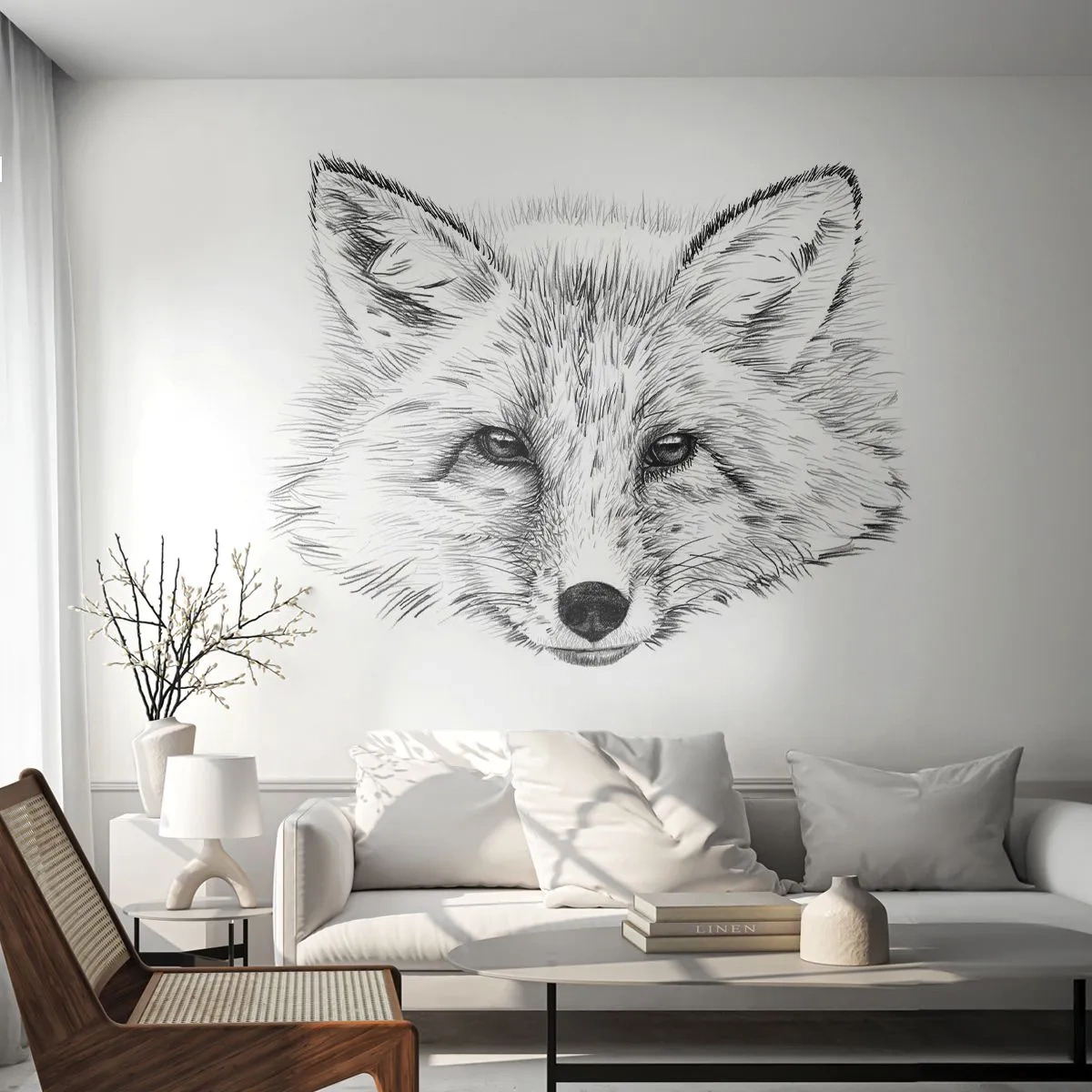 Fotobehang Standard Eco - Kunnen deze ogen liegen? - Dieren, Vos, Grafisch - 450x315 cm