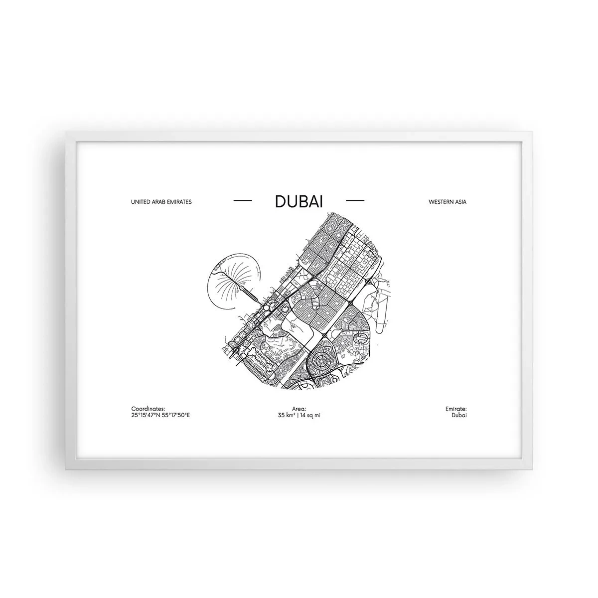 Poster in een witte lijst - Anatomie van Dubai - 70x50 cm