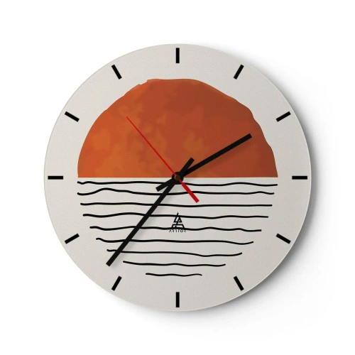 Wandklok - Klok - Minimalistische zonsondergang over het water - 30x30cm - In het Japanse klimaat - Moderne wanddecoratie voor woonkamer, keuken en slaapkamer ARTTOR