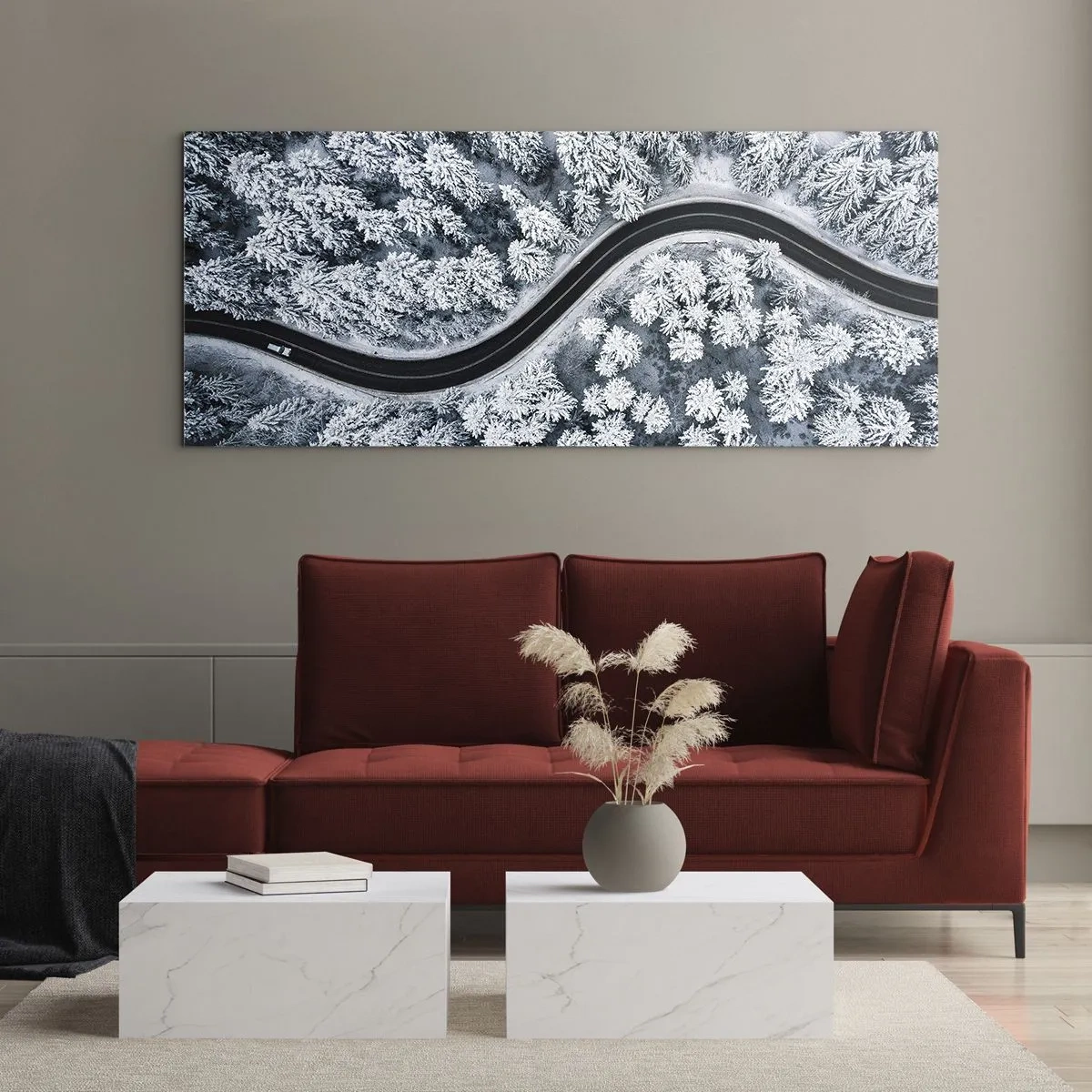 Schilderen op glas - Door het winterbos - 120x50 cm