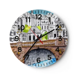 Wandklok - Klok - De stad als geschilderd - 30x30 cm