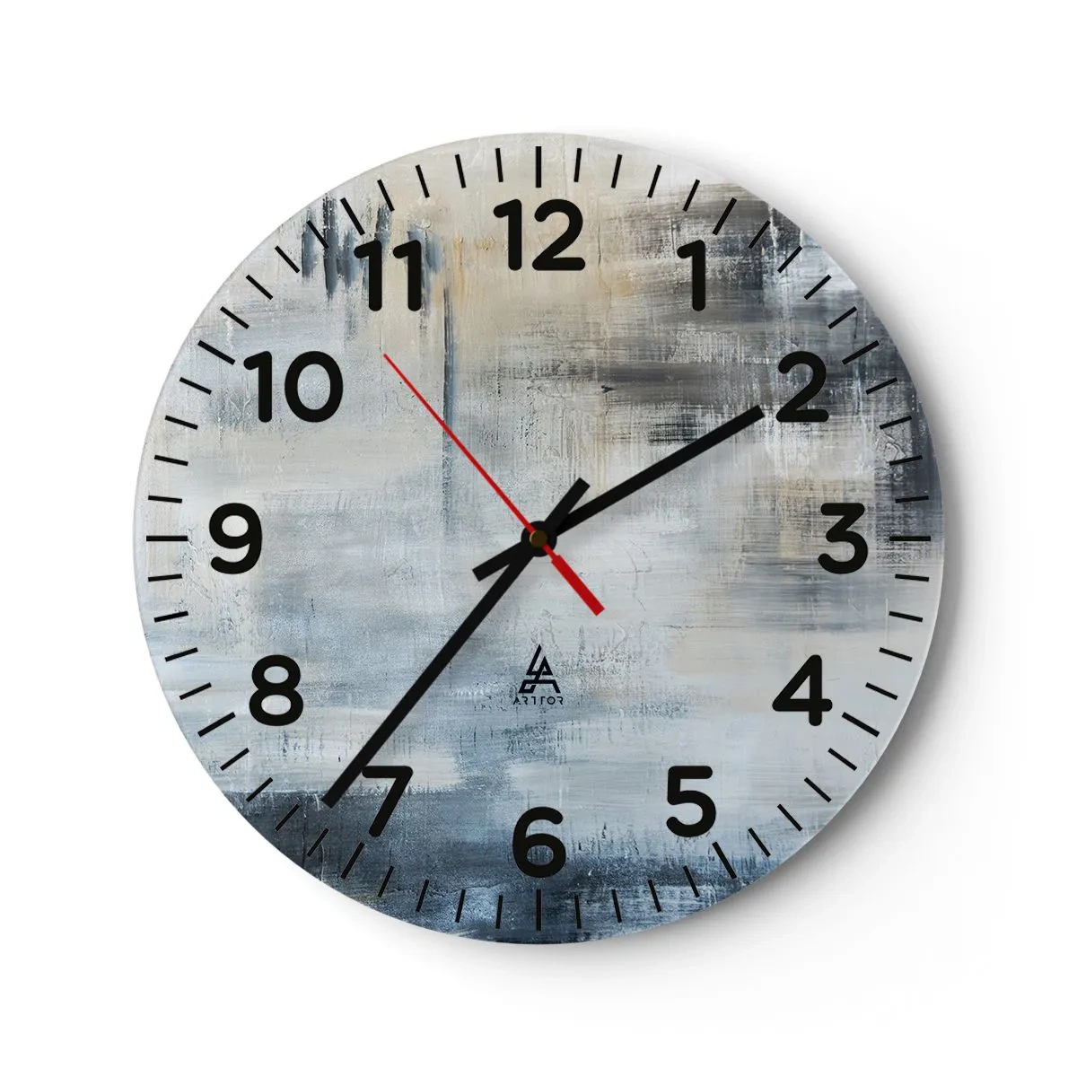 Wandklok - Klok - Achter het blauwe gordijn - 40x40 cm