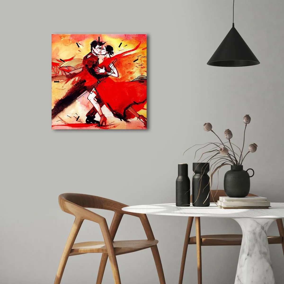 Wandklok - Klok - Het paarse ritme van passie - 40x40 cm