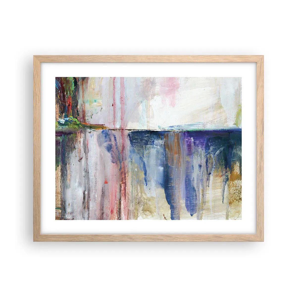 Een poster in een licht eiken lijst - Kleurrijke impressies en associaties - 50x40 cm