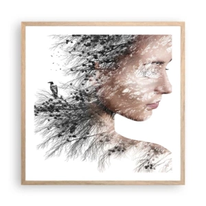 Een poster in een licht eiken lijst - De geest van het bos - 60x60 cm