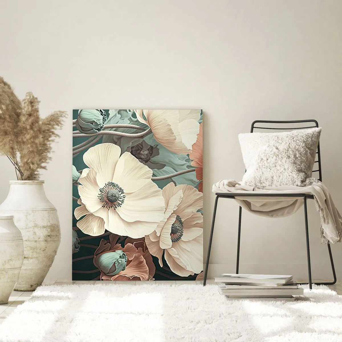 Schilderen op glas - Het gefluister van klaprozen - 80x120 cm