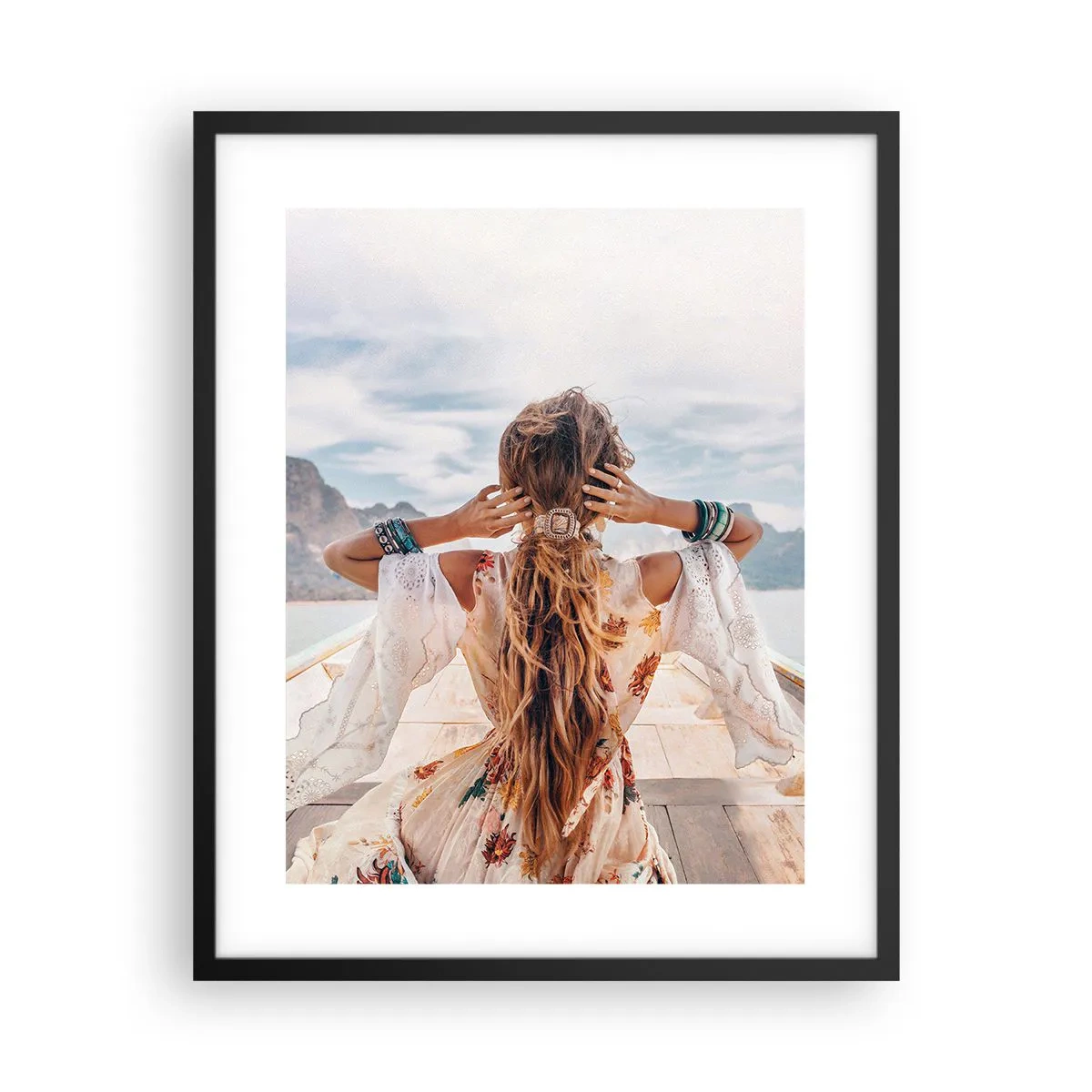 Poster in een zwarte lijst - Op weg naar geluk - 40x50 cm