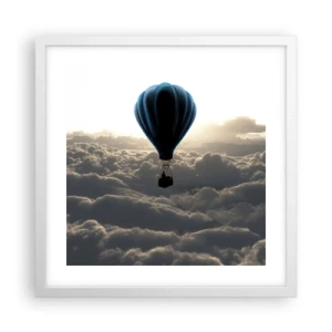 Poster in een witte lijst - Een zwerver boven de wolken - 40x40 cm
