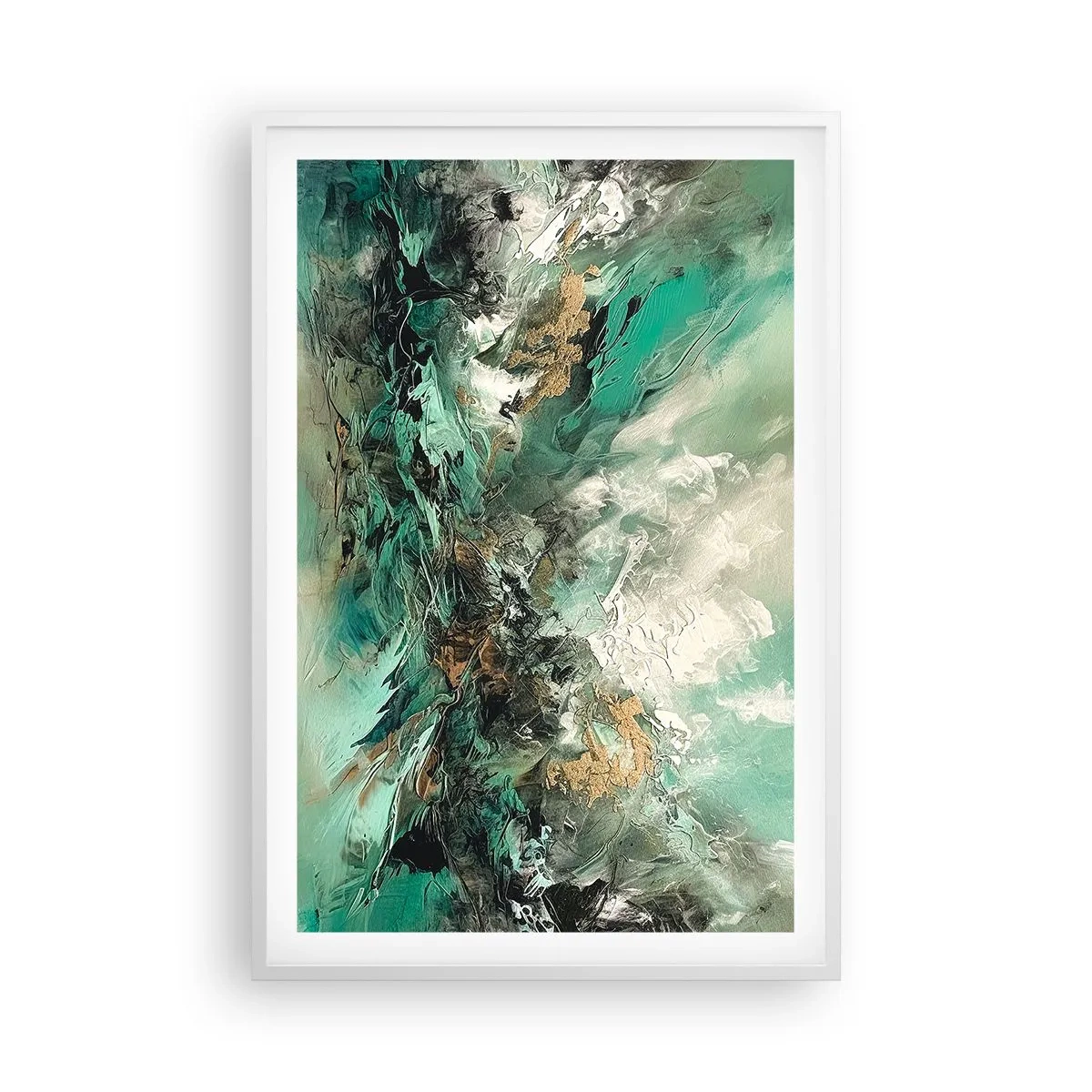 Poster in een witte lijst - Emerald en zwarte branding - 61x91 cm