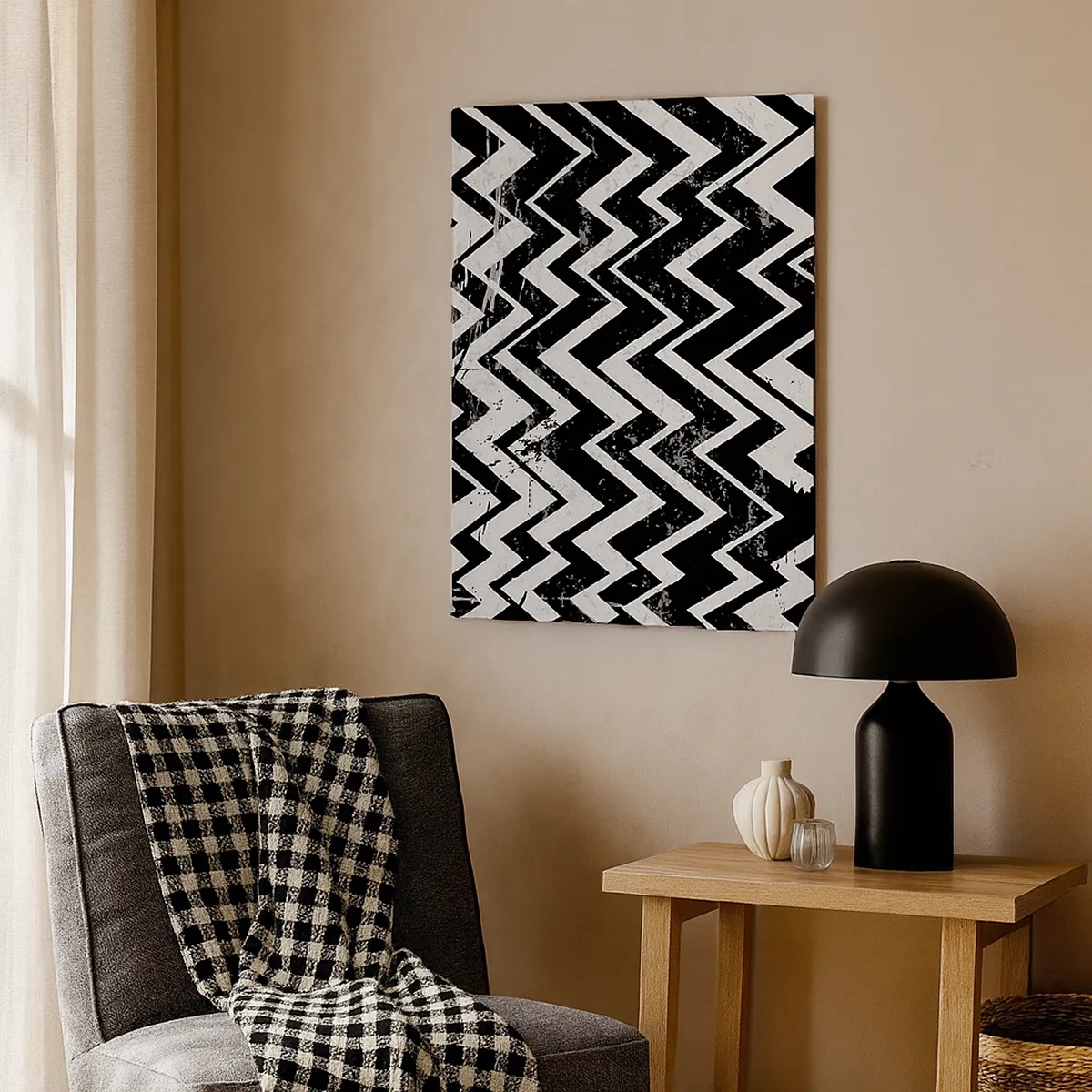 Schilderen op canvas - Zyg-wit, zag-zwart - 50x70 cm