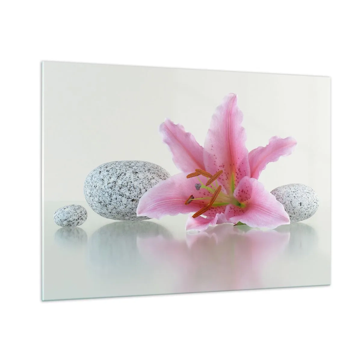 Schilderen op glas - Een studie in roze, grijs en wit - 100x70 cm