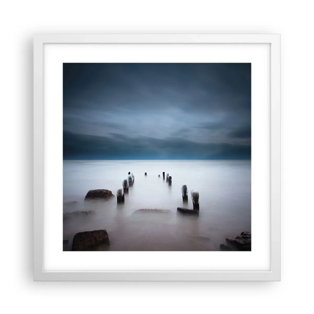Poster in een witte lijst - Peinzend meer - 40x40 cm