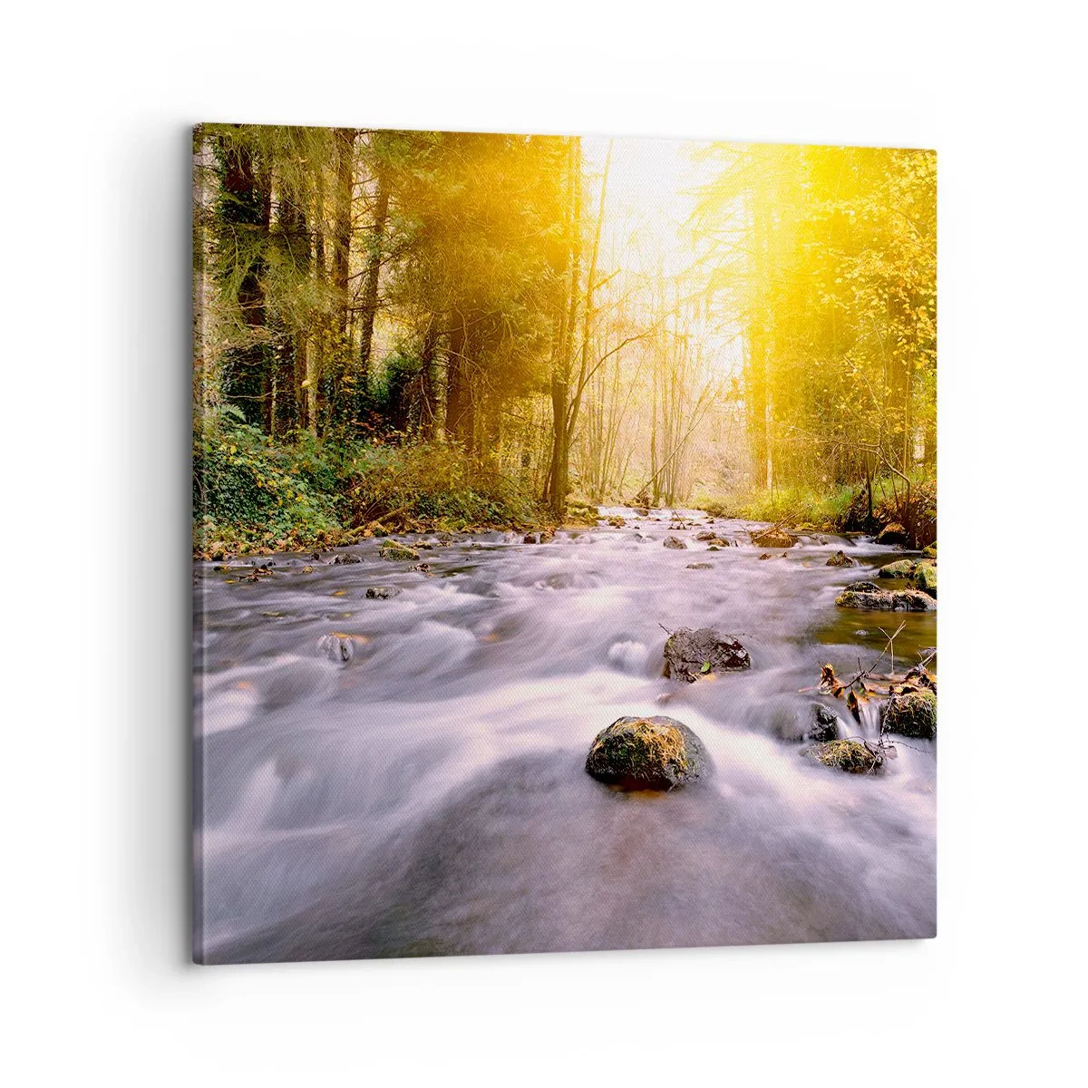 Schilderen op canvas - Malachiet in een zilveren en gouden lijst - 60x60 cm