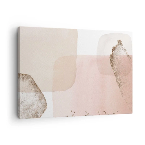 Schilderen op canvas - Pastelvlekken met gouden elementen - 70x50cm - Een blik door kleur - Moderne wanddecoratie voor woonkamer en slaapkamer ARTTOR