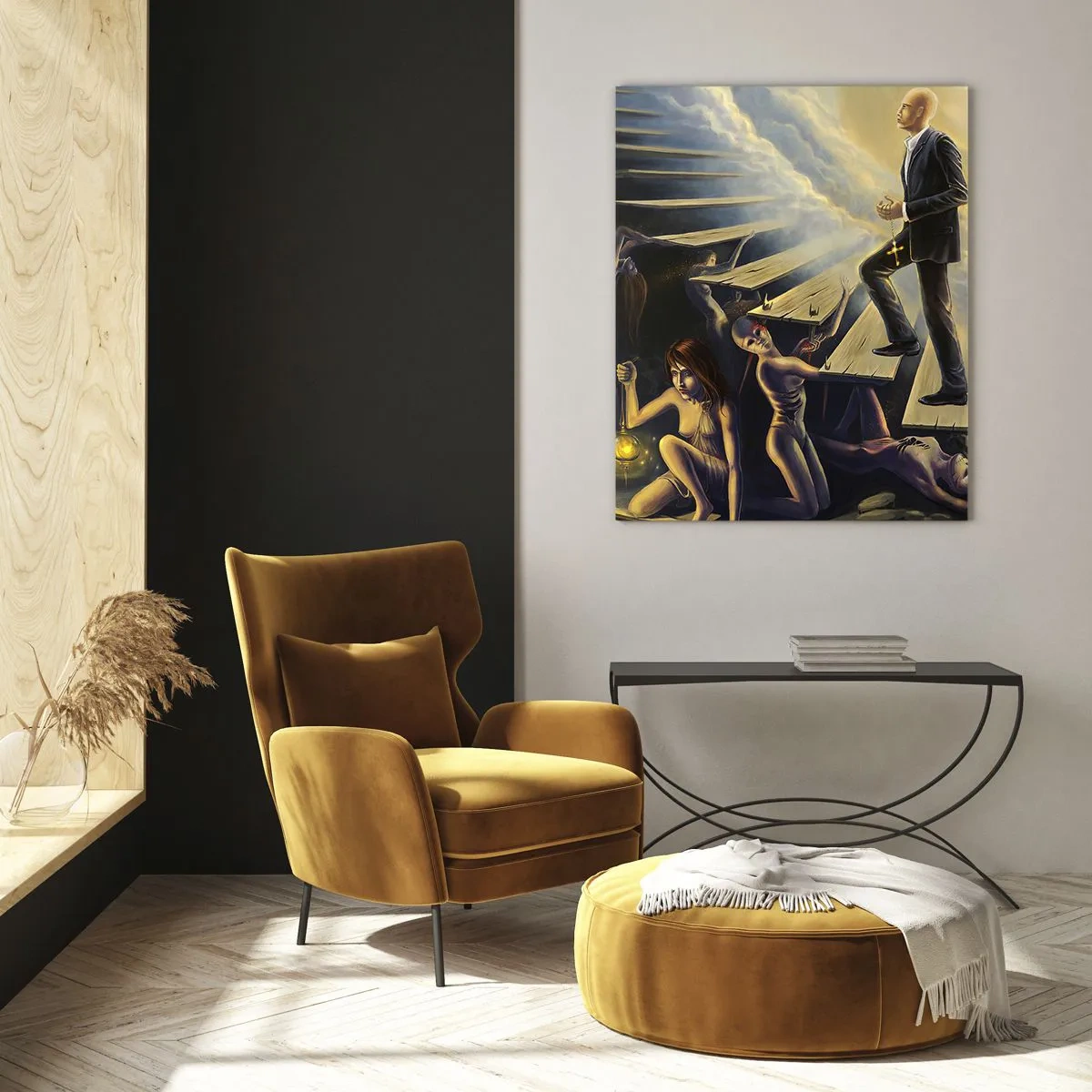 Schilderen op glas - Danteske reis naar het licht - 80x120 cm