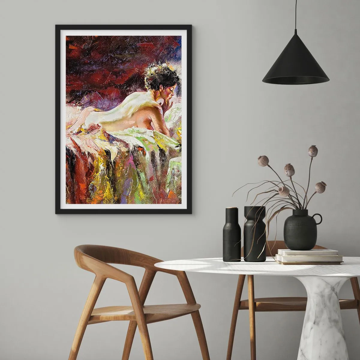 Poster in een zwarte lijst - Venus in gedachten - 30x40 cm