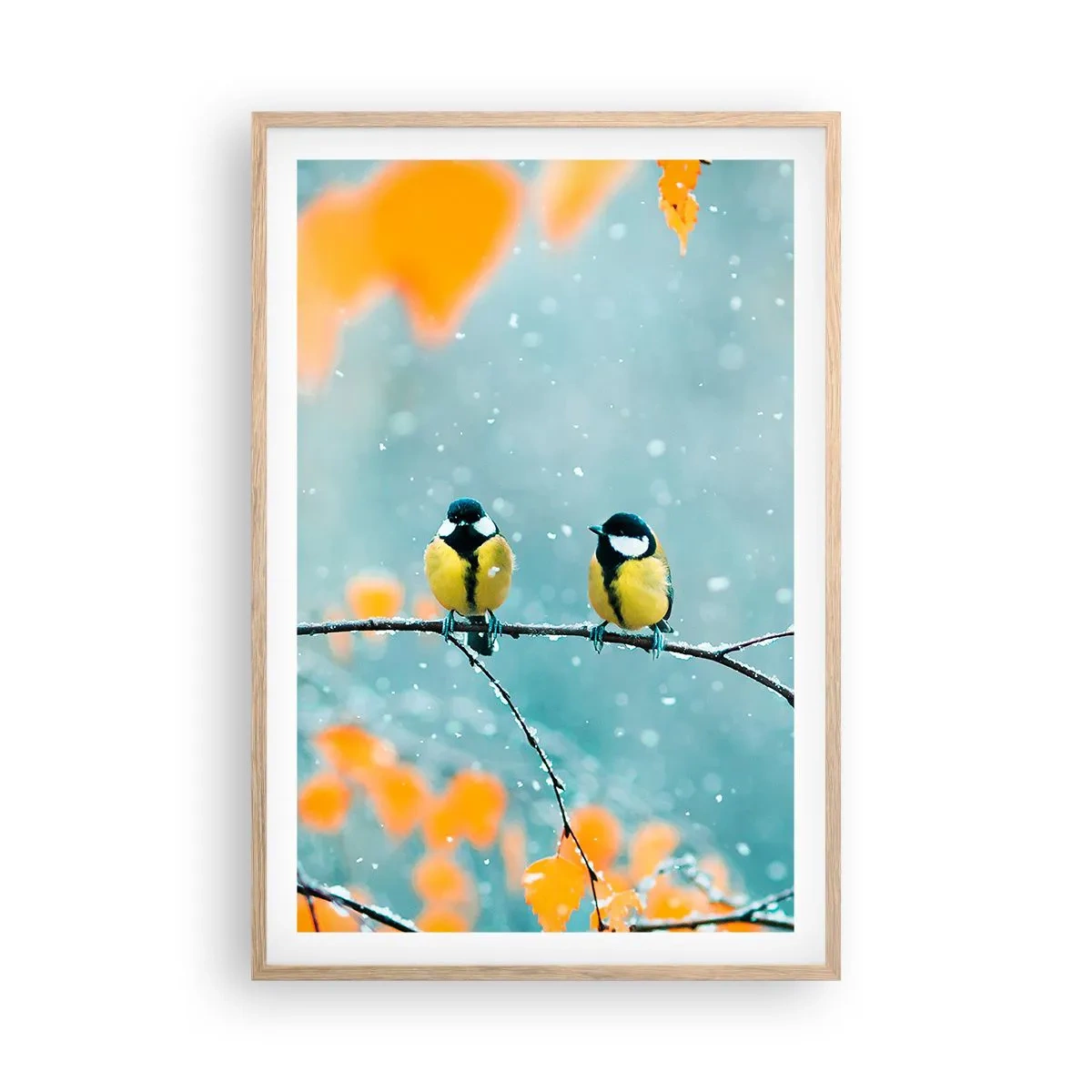 Een poster in een licht eiken lijst - Vogelroddel - 61x91 cm